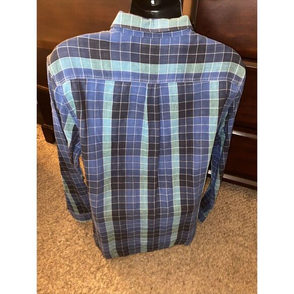 Carbon 2 Cobalt Blue Check Cotton Long Sleeve Button Up Shirt Size Large - Picture 4 of 6